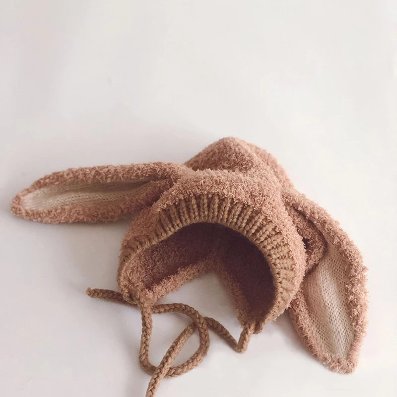 Cartoon Rabbit Baby Plush Hat Solid Color Long Ears Beanie Cap for Infant Boy Girls Winter Warm Toddler Ear Protection Caps