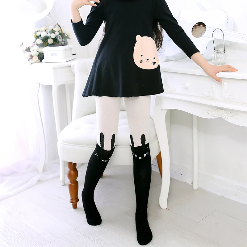 Baby Mädchen Winter-Leggings Baumwollstrümpfe für Kinder Niedliche Hasen- und Katzenmuster Warme Säuglings-Strumpfhose Gemusterte Strumpfhosen – Detail 1