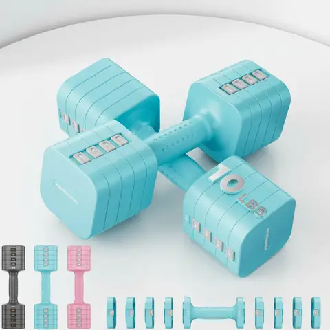 5-in-1 Adjustable Dumbbell Set of 2, 20LBS/10LBS Hand Weights for Women Home Gym & Outdoor Fitness