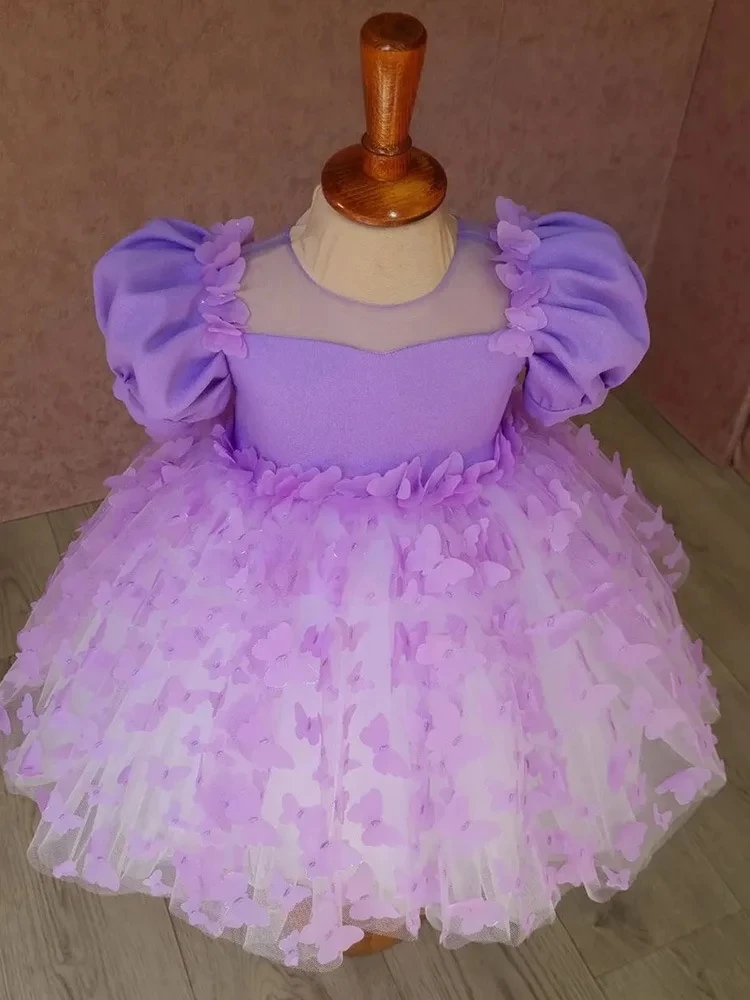 Mode Baby Meisje Prinses Vlinder Tutu Jurk Poff Mouw Kind Tule Vestido Verkiezing Feest Verjaardag Baby Kleding 1-12y