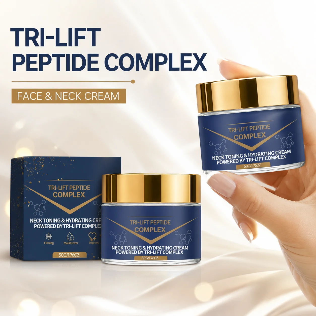 Tri-Lift Peptide Complex Cream Wrinkle Care Anti Aging Repair Skin Dullness Smooth Skin Fine Lines - Face Neck Firm Moisturizer