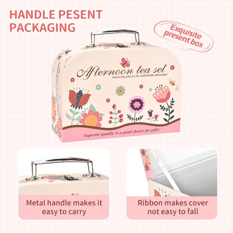 Zestaw do herbaty dla małych dziewczynek, zestaw herbat kwiatowych, zabawki dla maluchów, zabawki do zabawy w udawanie kuchni dla dzieci z ciastem deserowym, prezenty świąteczne