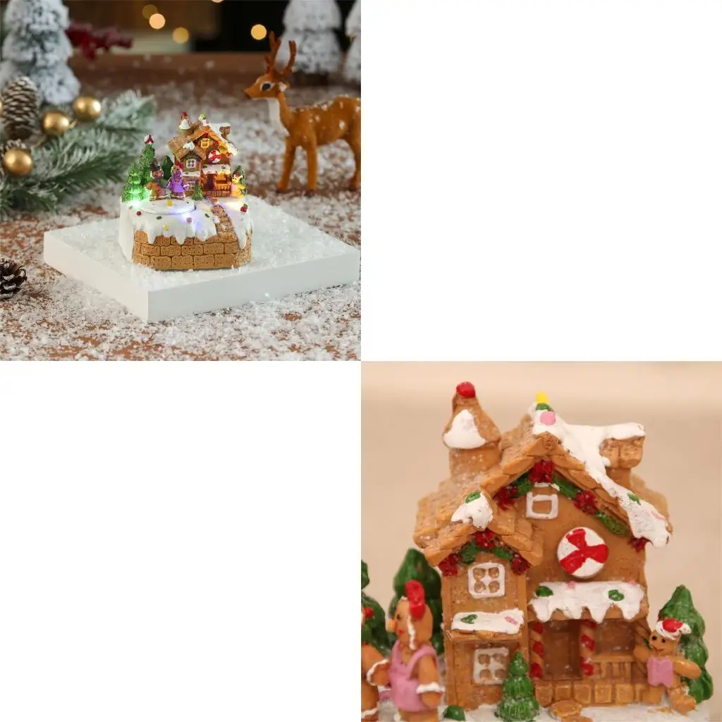 

Праздничное тематическое рождественское украшение Музыкальная шкатулка Снежный дом Украшение со светодиодной подсветкой