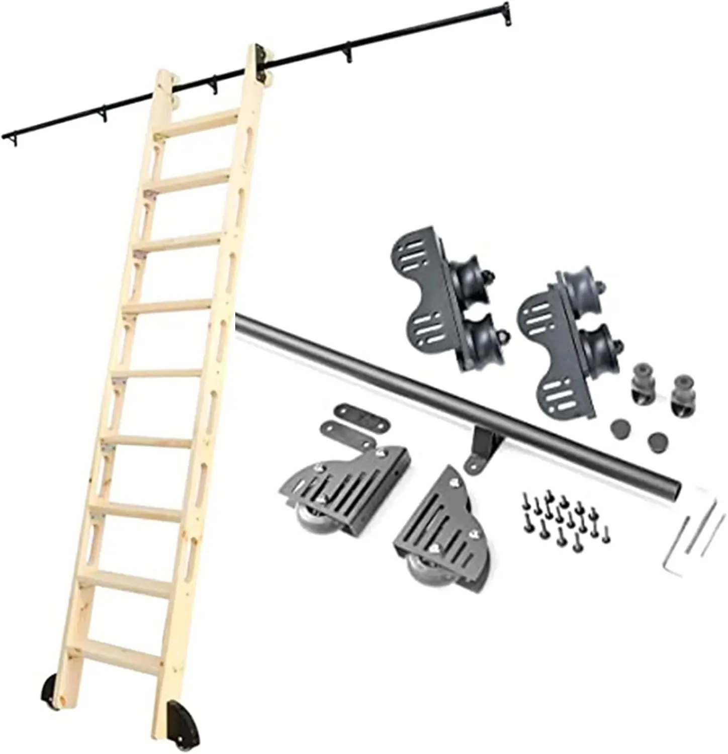 Luyckfrazy Sliding Barn Door Hardware Kit 3.3Ft-20Ft, Retractable Sliding Ladder Kit For Home Loft Office With Floor Roller