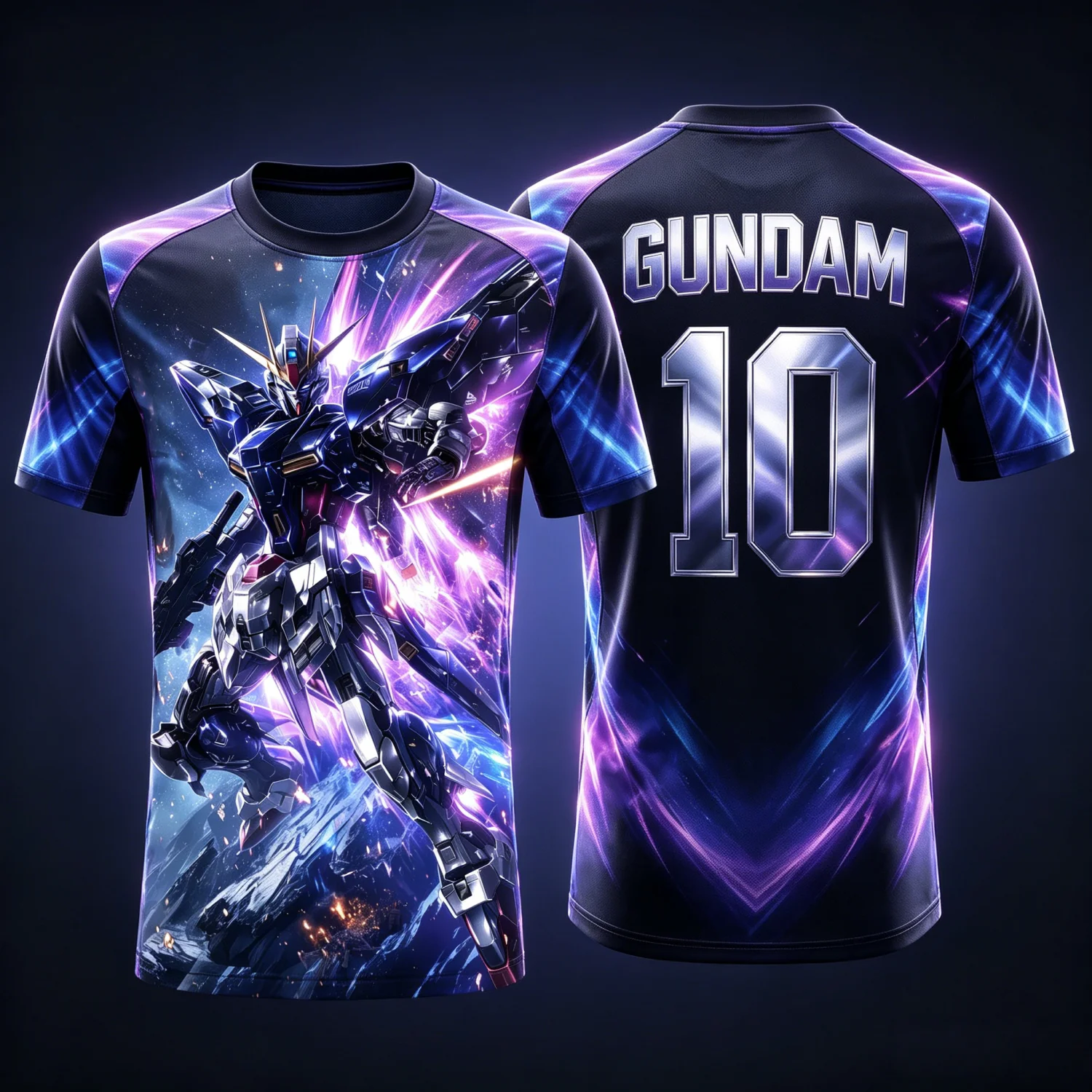 2026 Summer Gundam Retro Cosplay T-shirt Men's Oversized 3D Printed Short-sleeved Family Unisex Children's Sports Shirt