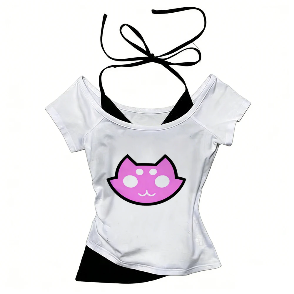 Camiseta corta Homestuck para mujer, camisa grunge gótica japonesa de verano con estampado de anime, camiseta kawaii divertida, gótica, grunge, linda