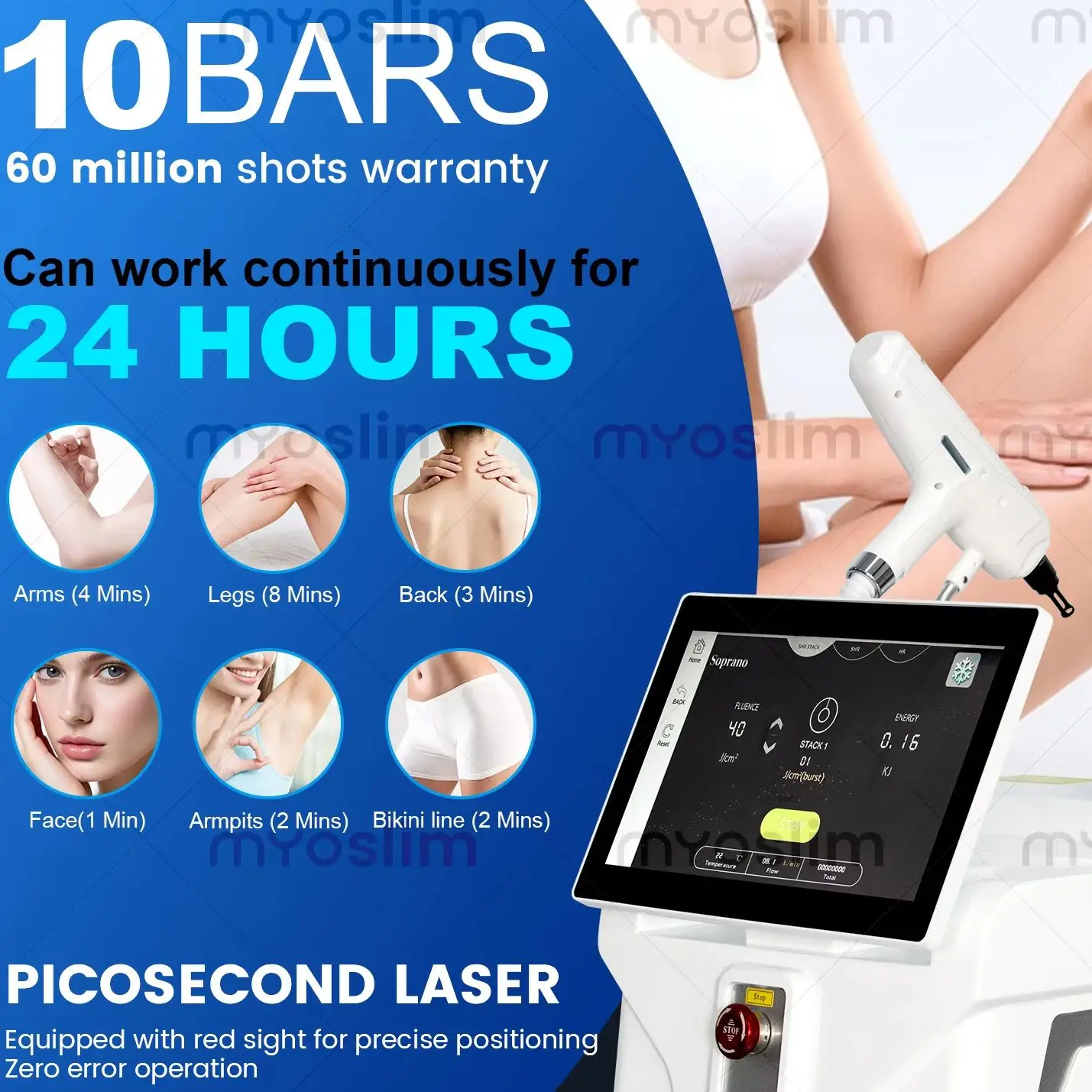 2 in1 5000W 4 Wavelength Diode Laser  Hair Removal Machine ND YAG 808nm Ice Cooling System Permanent Painless Epilation Machine