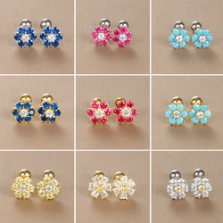 Fashion Zircon Flower Earrings For Women Stainless Steel Gold Plated Piercing Earring 2023 Trend New Luxury Jewelry aretes mujer