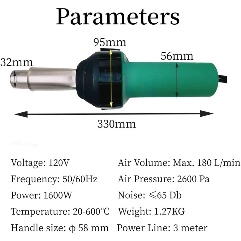 110V 1600W Professional PVC Roofing Welding Tools Heat Gun Kit Plastic Welder Hot Air Weld Gun with Roofing Seam Rollers Seam