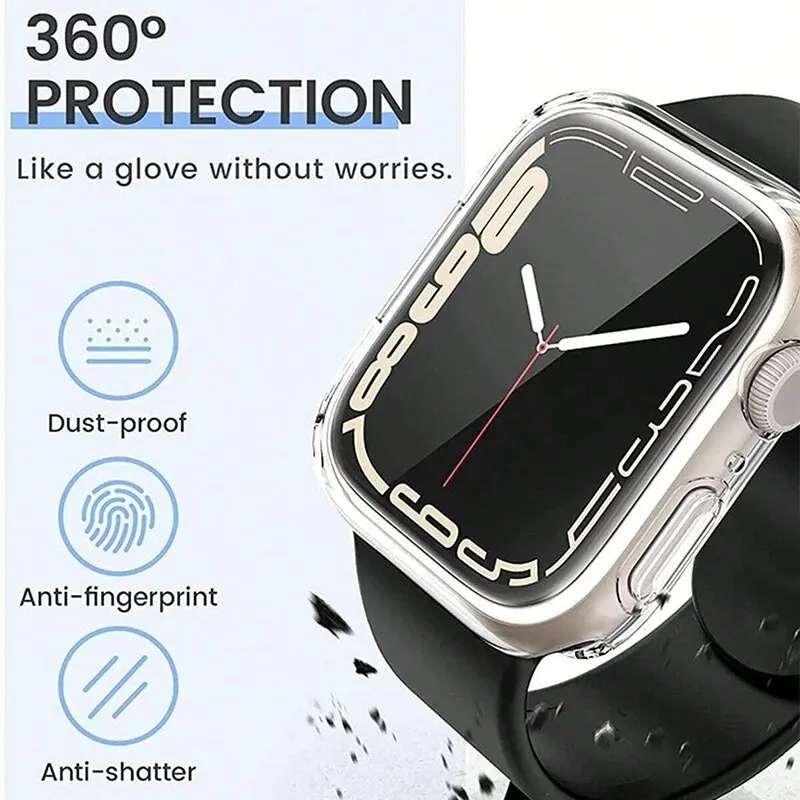 TPU Screen Protector Case for Apple Watch Series 9 8 7 SE 6 5 4 3 Bumper Cover Accessories for Iwatch 45mm 41mm 44mm 40mm 42mm