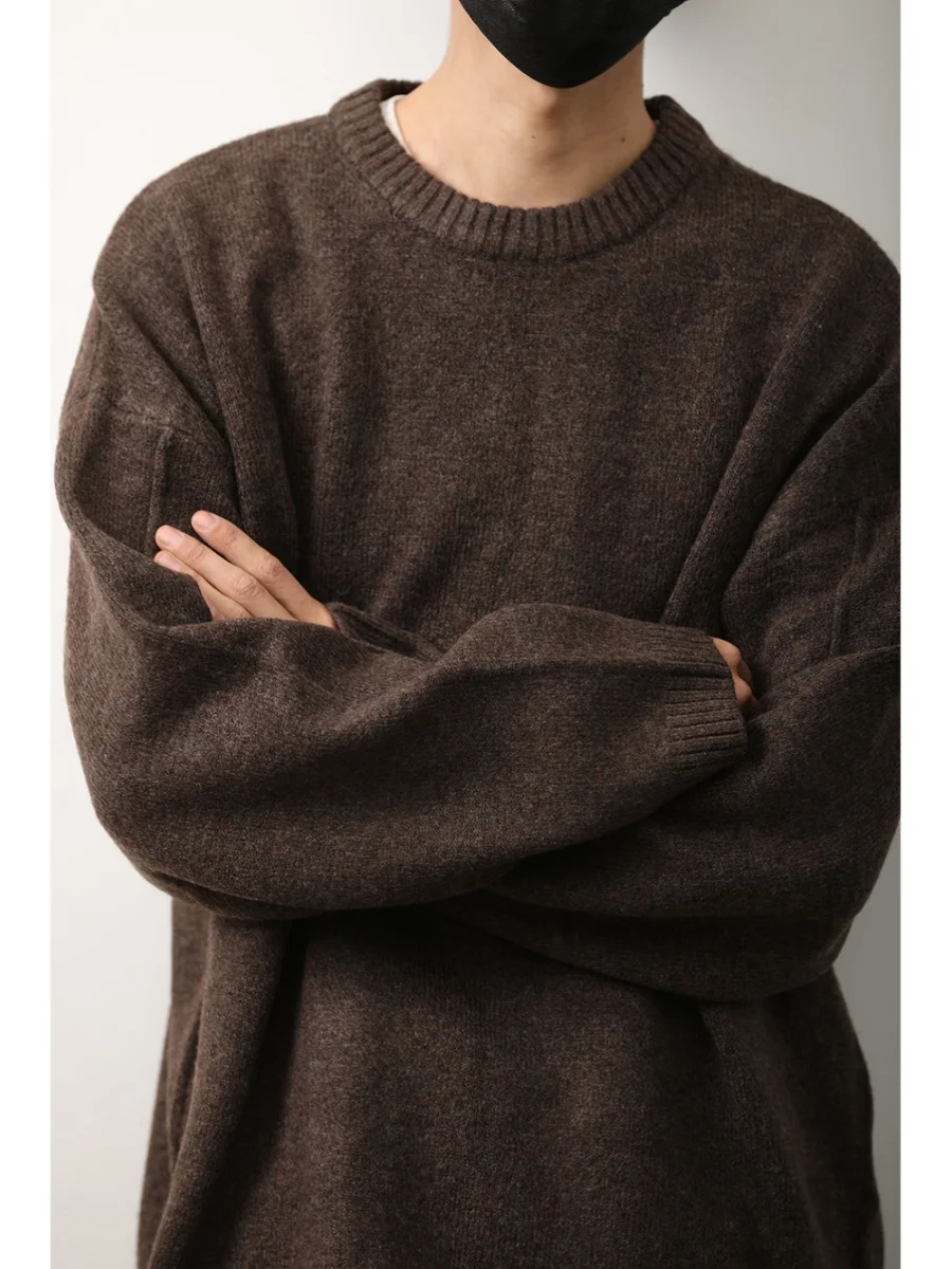 

Retro Japanese Sle round Ne Knitted Sweater ex Loose Fit Warm Basic Top for Autumn Winter Casual Wear Long Sve