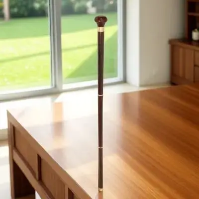 

Wooden Walking Cane Three-Section Detachable Anti-Slip Handle Senior Support Stick for Hiking and Daily Use Elderly Mobility Aid