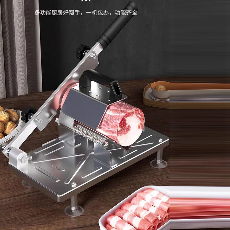 ماكينة تقطيع اللحوم على شكل سجق الجبن المجمد من الفولاذ المقاوم للصدأ، ماكينة تقطيع الخضار الصغيرة اليدوية
