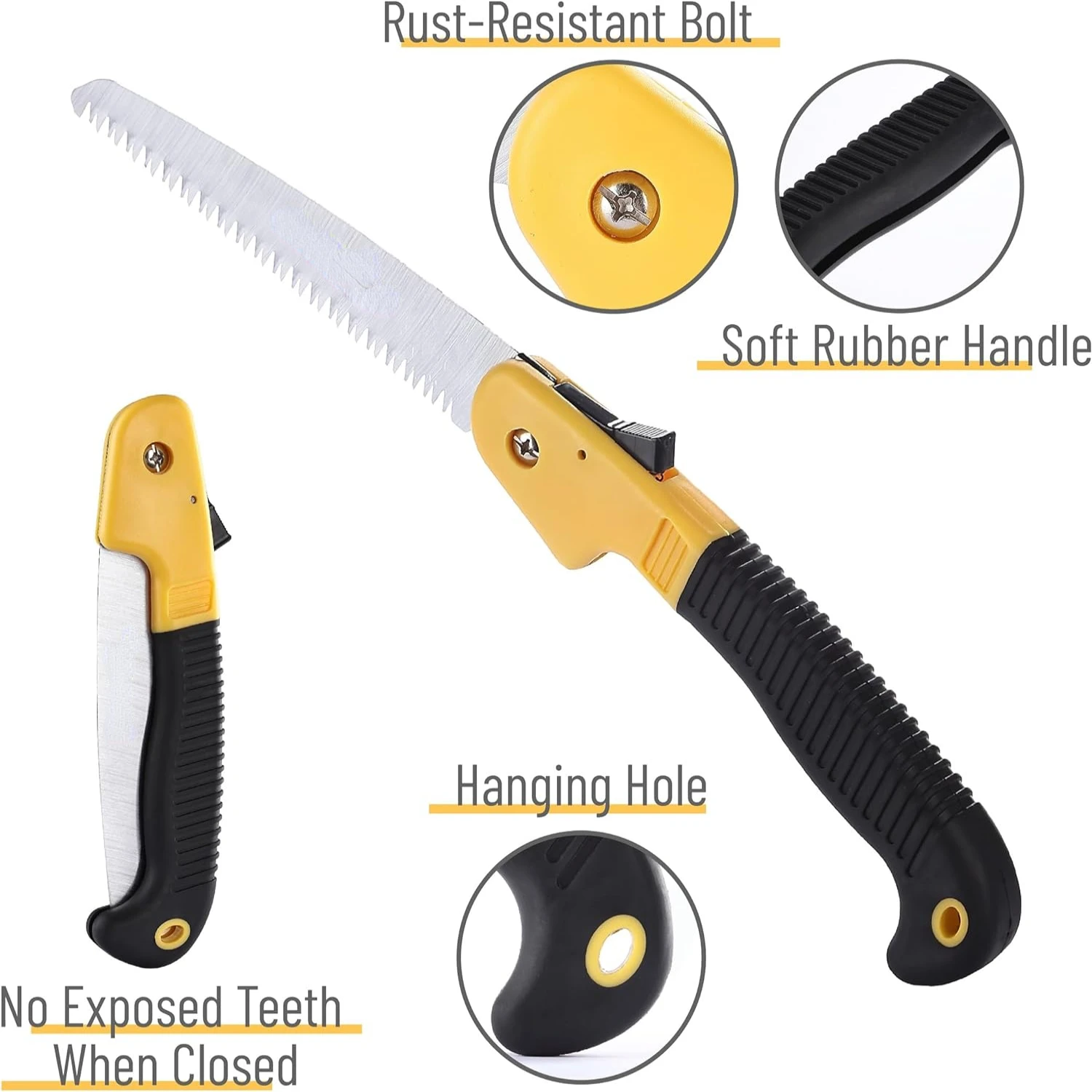 Efficient, Compact, Portable Foldable 7-Inch Hand Saw - Convenient Camping Tool for Effortless Cutting, Pruning, Tree Trimming -