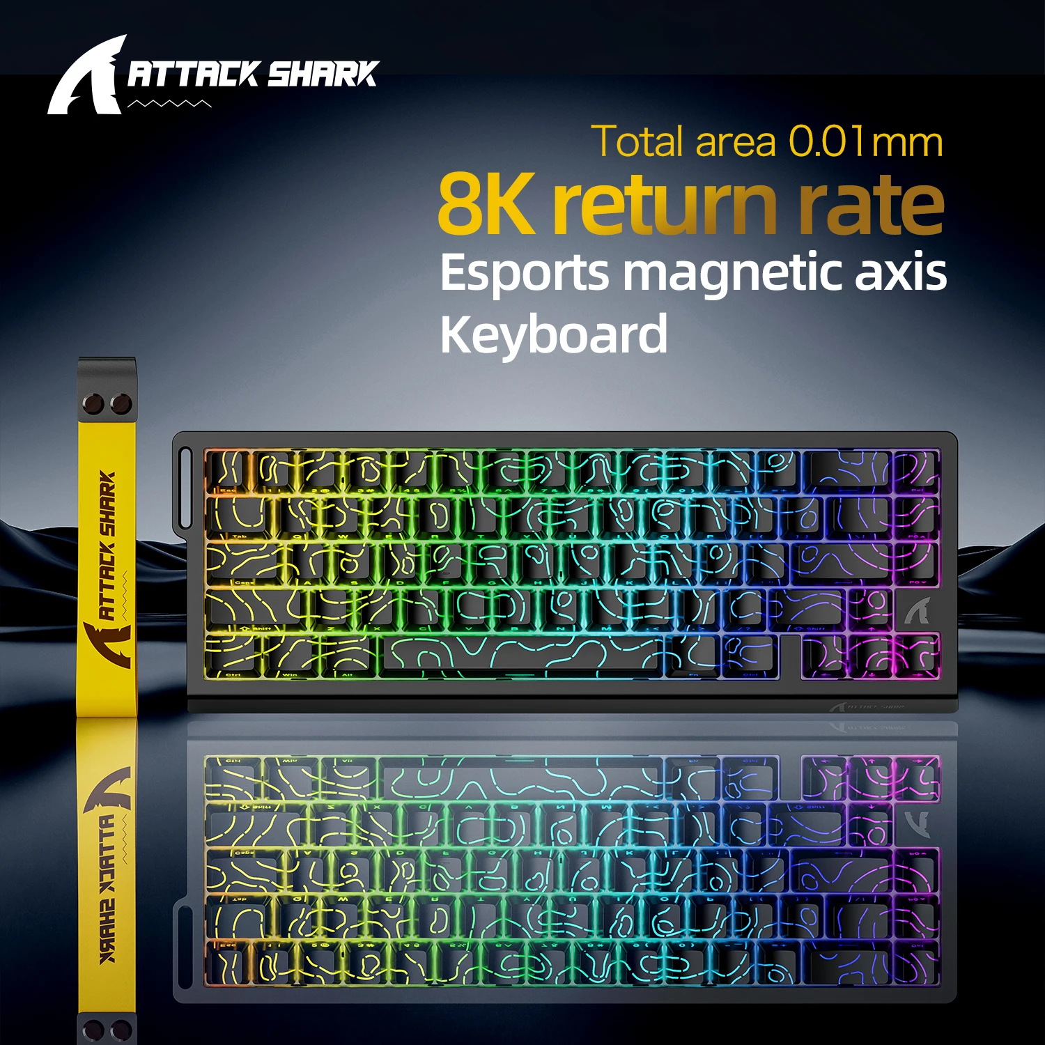 

X68HE ATTACK SHARK Магнитная игровая клавиатура Механическая проводная для профессиональных игр 0,01 мм Rapid Trigg 8000 Гц SOCD/Rs 0,125 мс Скорость 128 К