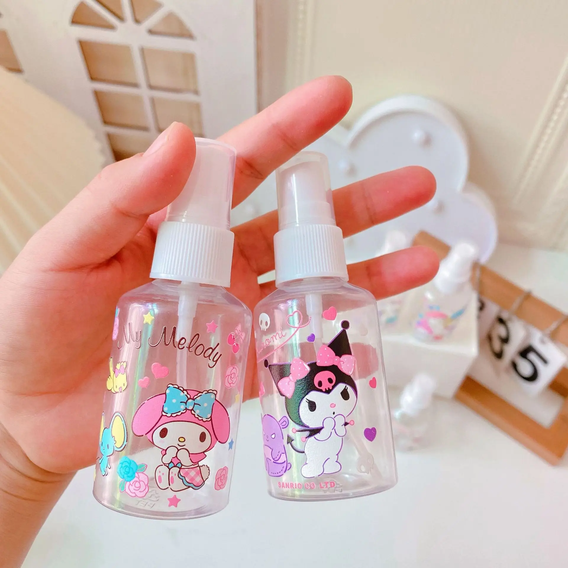 50 Ml Hello Kitty Sanrio Separate Storage Bottle Kuromi Melody Anime Kawaii Purin Dog Kittys Xo Summer Cartoon Cosmetics Spray