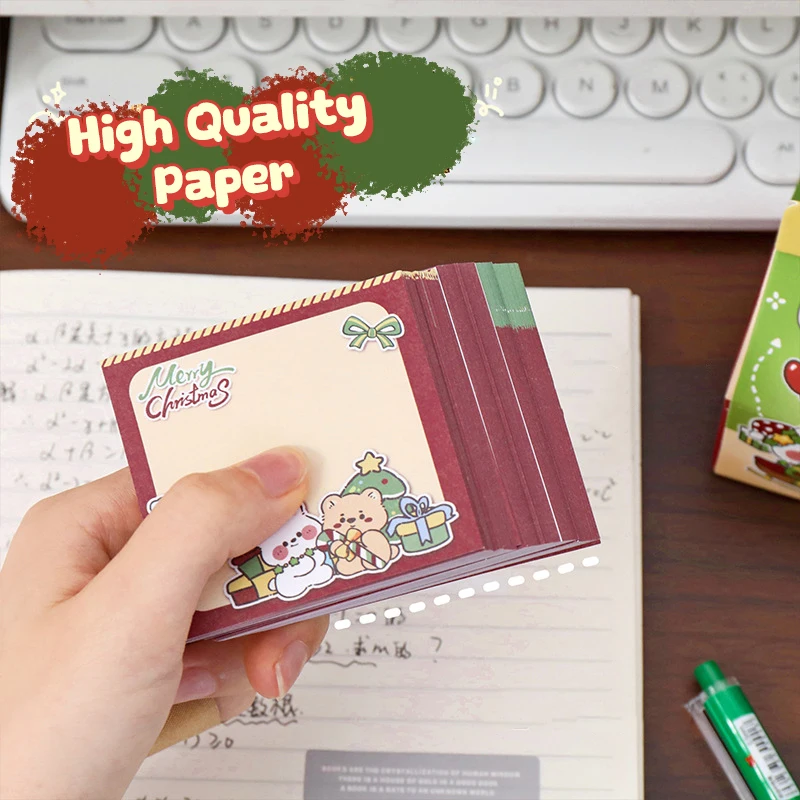 200 Sheets/Box Square Christmas Memo Pad Cannot Be Pasted Sticky Note Decoration Message-Leaving Note Stationery Supplies Gift