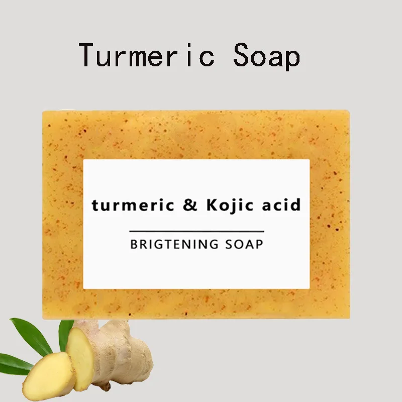 1/2/4 Pieces Turmeric Kojic Acid Soap Lemon Whitening Soap Face Wash Bath Handmade Soap