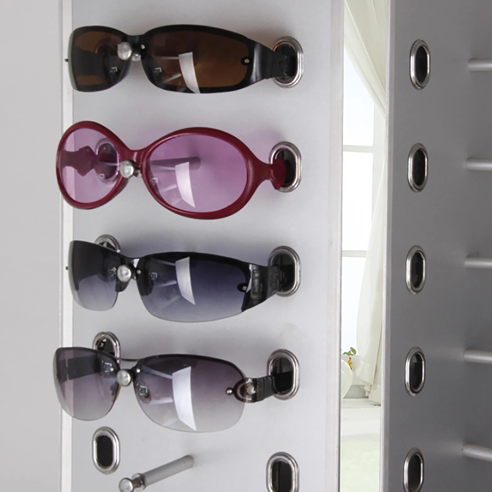 Rotating Sunglass Stand Glasses Display Rack 44 Pairs Glass Holder Sunglasses Organizer Stands Rack with Mirror Eyeglass Turning