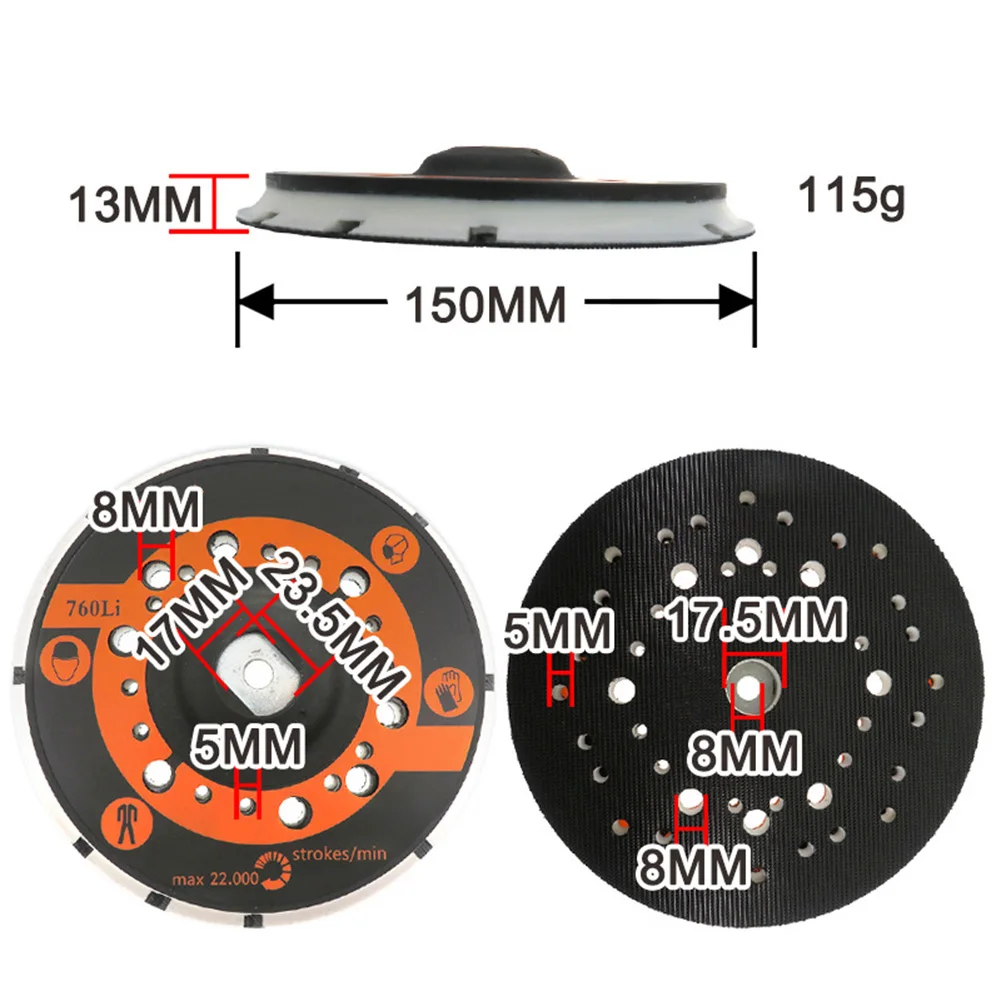 6Inch Hook & -Loop Sanding Pad With 45 Holes Backing Pad Sanding Holder Disc For Pneumatic Sander For Woodworking Power Tools