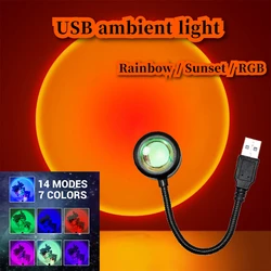 MINI USB Mood Night Lights Internet Celebrities Photo Background Lights Rainbow Sunset RGB Colourful Lights Party Decoration