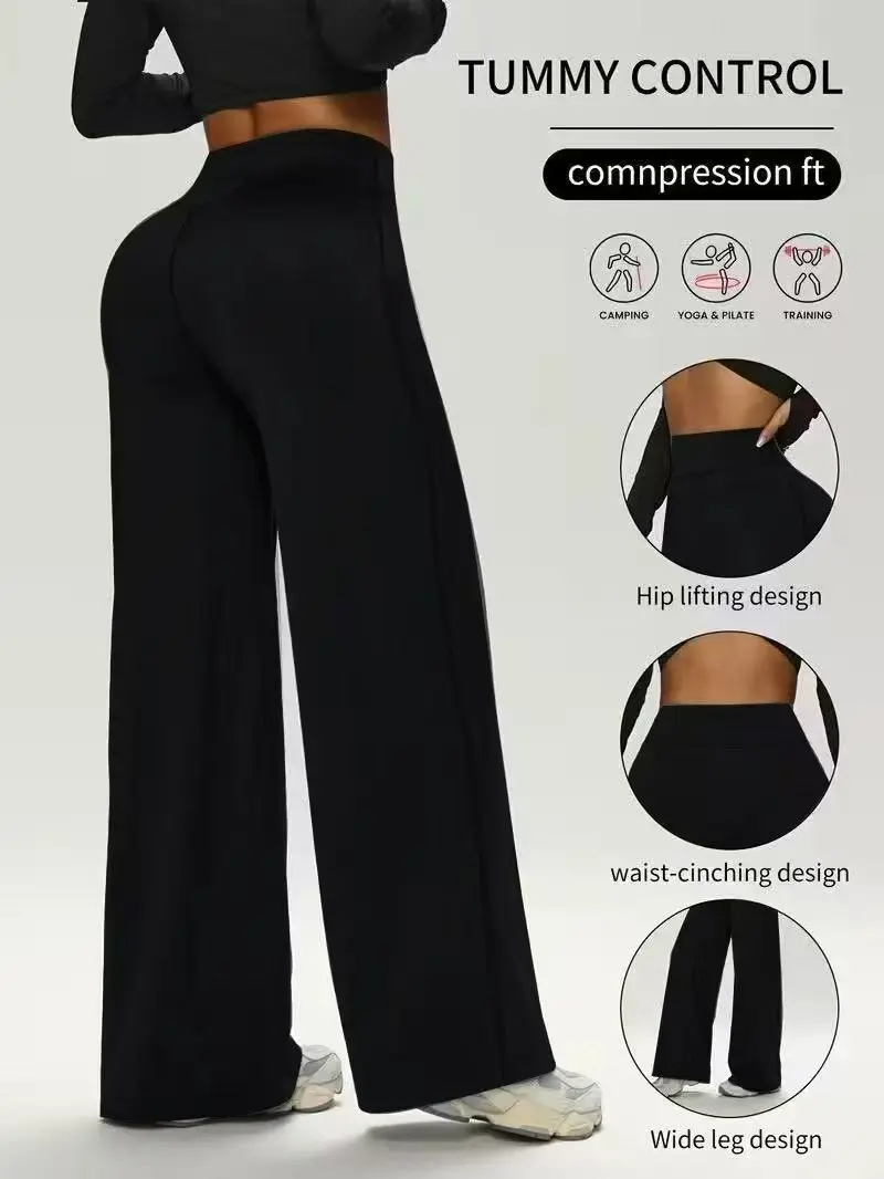 Women's Soft Straight Leg Workout Pants Breathable Lightweight Solid Color Loose Fit for Outdoor Sports Yoga Jogging image 5