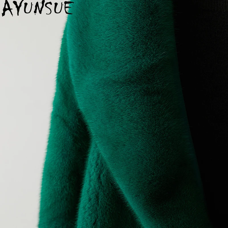 AYUNSUE réel manteau de fourrure de vison femmes vêtements de luxe réel manteaux de fourrure entière femme vison femmes manteaux veste d'hiver 2025 Шуба Ж Döncud