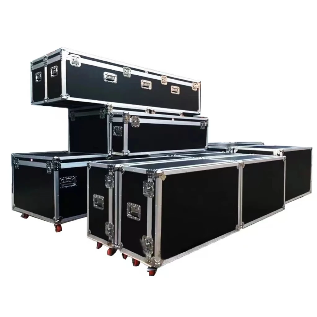 xx-Flying Aluminum Road Box Huge TV Screen Transport Box Black Aluminum Aviation Box With Wheels
