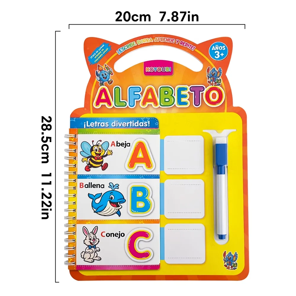 Picture 4: Spanish Alphabet Practice Card Books A-Z - Reusable with Water Eraser, Handwritten and Early Literacy Resources for Kindergarten