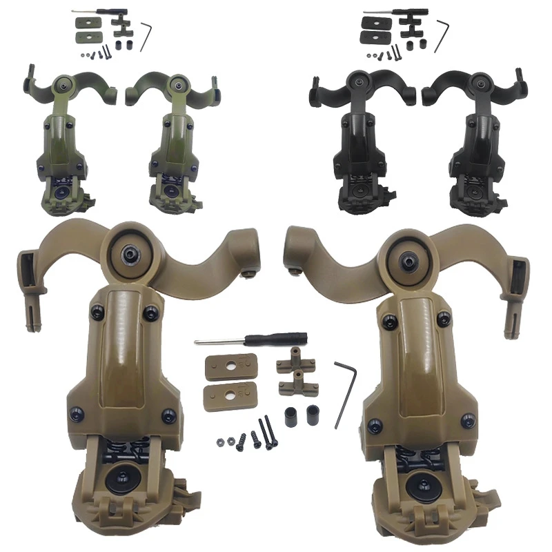 Free-Angle Tactical Headset Rail Mount for Headset Adapter on M-Lok, Fast ACH Helmet Arc Rail Adapter Multi-Angle Rotation