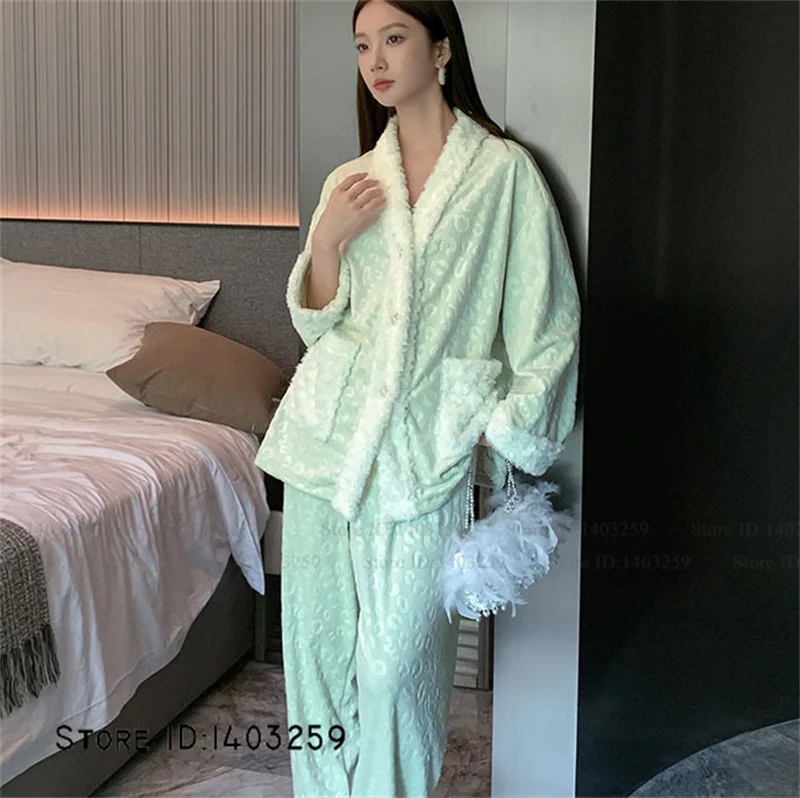 جزيرة المخملية 2 قطعة منامة مجموعة المرأة ملابس خاصة مثير الخامس الرقبة الجاكار ليوبارد منامة دعوى Homewear الخريف الشتاء جديد المتسكعون #3