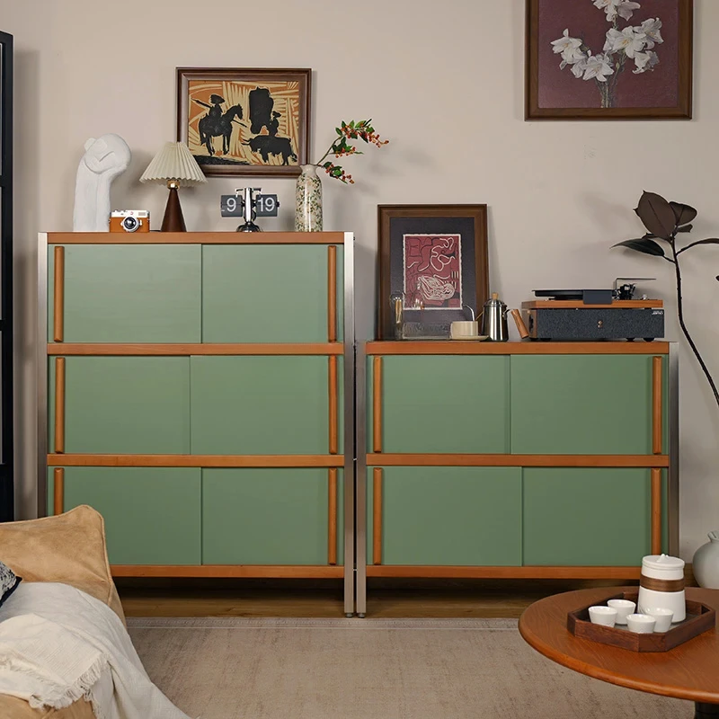 

Retro dining side cabinet, entrance storage rack, antique solid wood living room side cabinet