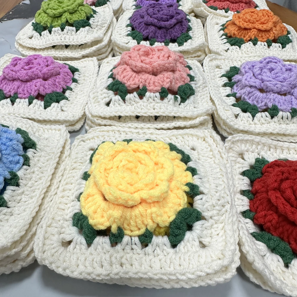 Handmade Cotton Knitting Crochet Flowers Clothes Applique T-shirt pocket DIY  Bag Making Craft Scrapbooking Apparel Accessories