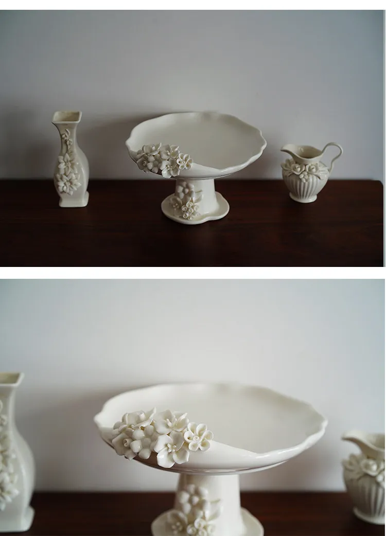 For Hand pinched flower ceramic tall fruit plate, dessert plate, afternoon tea tray