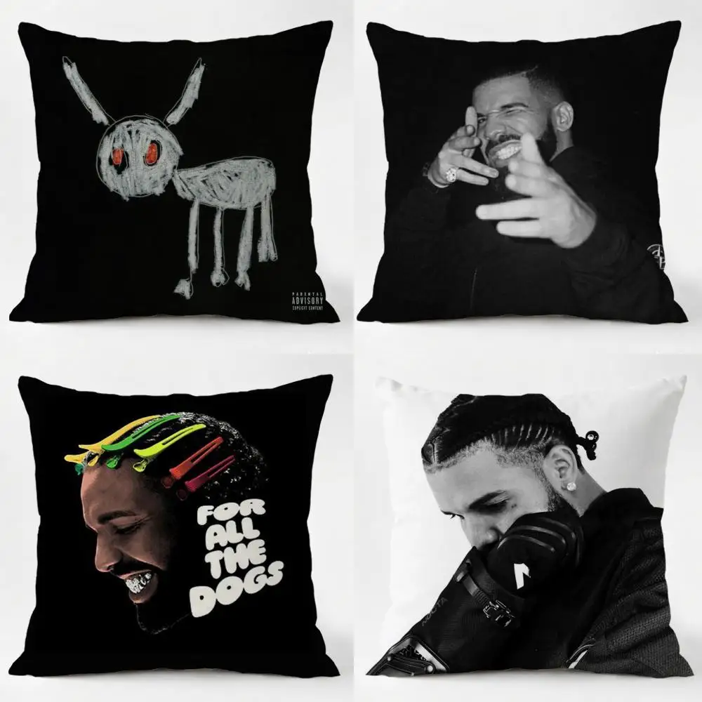 D-Drake For All the Dogs Cushion Cover Daily Washable Linen Pillowcase Soft  for Sofa Bed Home Room Decor