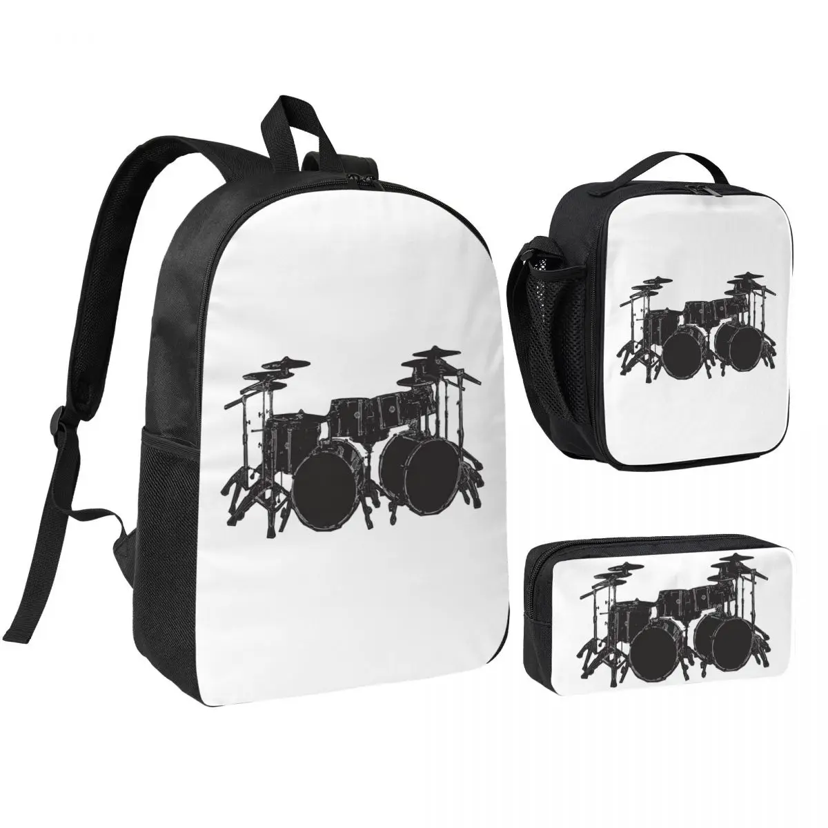 

Drum Kit Backpack Student BookBag School Bag Shoulder Bags 3ps Insulated Lunch Bag Pencil Case