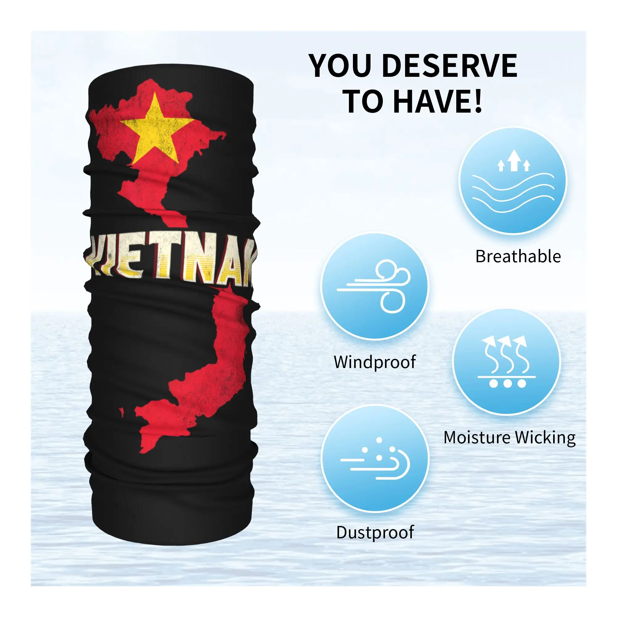Vietnam Flag Yellow Star Asia Bandana Neck Cover Printed Souvenir Balaclavas Mask Scarf Warm Headwear Outdoor Men Women Adult view 4
