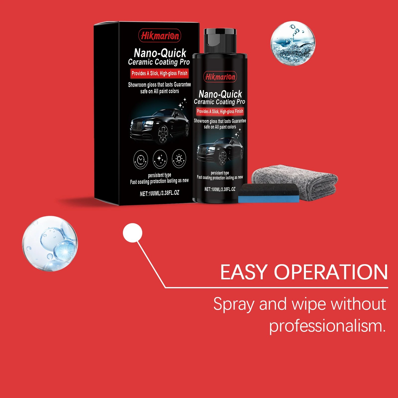 9H Nano-Keramikbeschichtung Pro-Kit SiO2 Lackversiegelung Superhydrophob Hochglanz-Spiegel-Finish Kratzfest UV-Schutz Auto-Detailing – Detail 9
