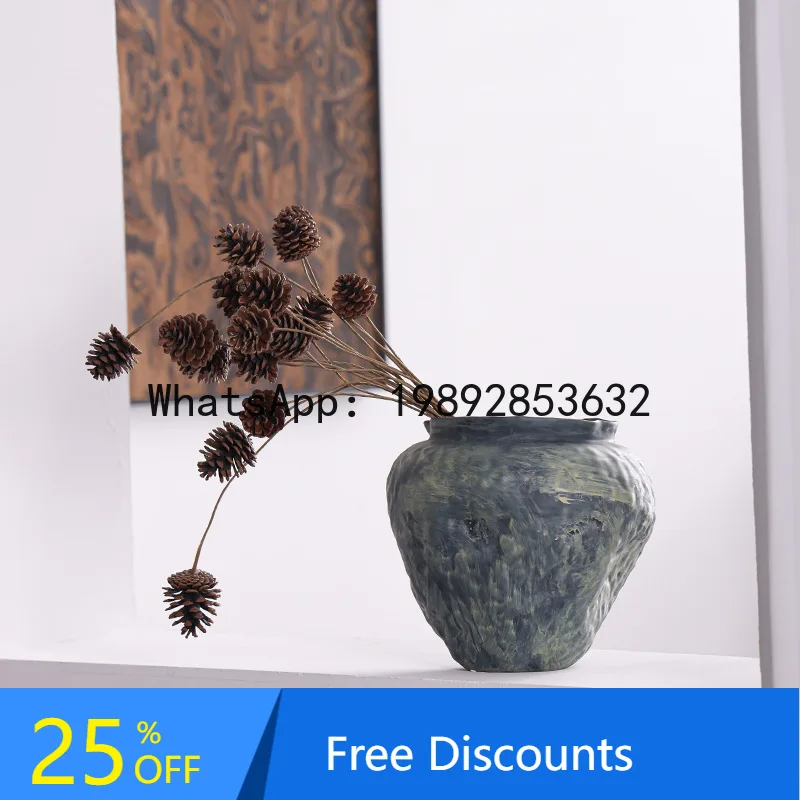 

Vintage Ceramic Vase Ornament Living Room Flower Arrangement Art Imitation Bronze