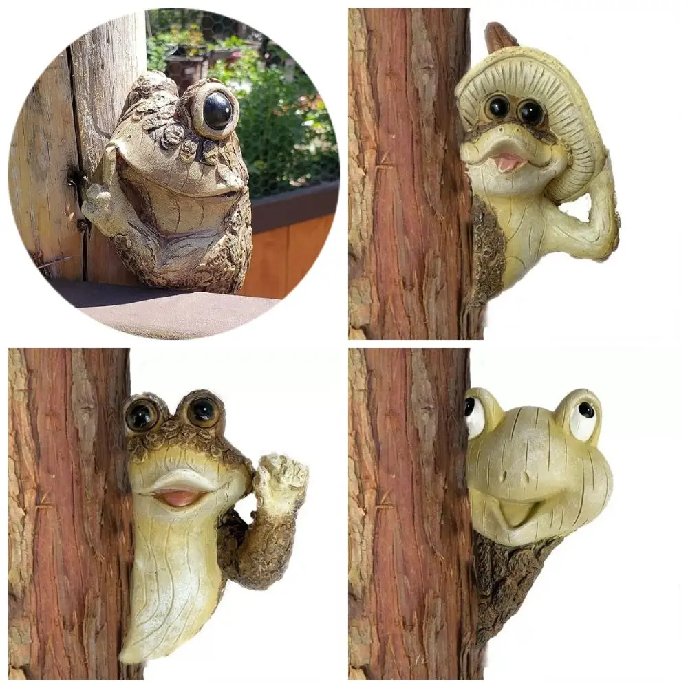 

Resin Frogs Tree Peeker Sculpture Creative Cute Tree Hugger Peekers Unique Funny Simulated Animal Garden Statues Backyard Yard