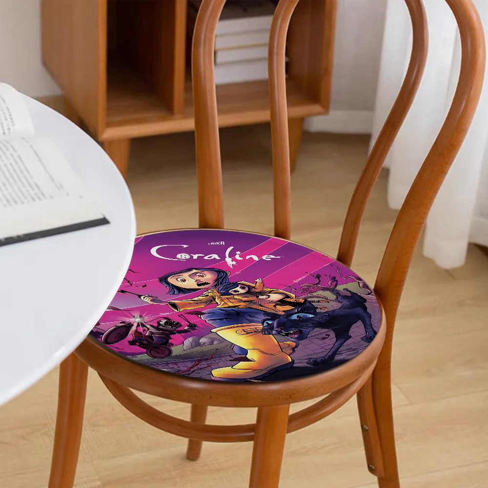 Vintage Anime Movie Coraline Square Dining Chair Cushion Circular Decoration Seat For Office Desk Chair Mat Pad