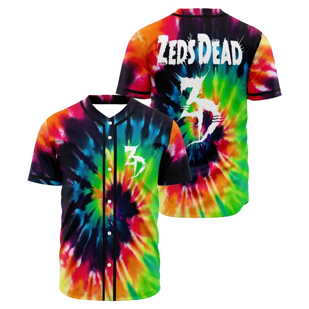 Zeds Dead Music Festival Merch Baseball Jersey V-Neck Short Sleeve Button-Down Shirts Women Men