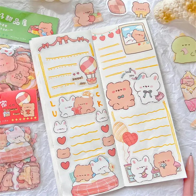46 PCs/Pack Kawaii Cute Stickers Cartoon Animal Notebook DIY Decorative Stickers Scrapbooking Planner Decorative Stationery