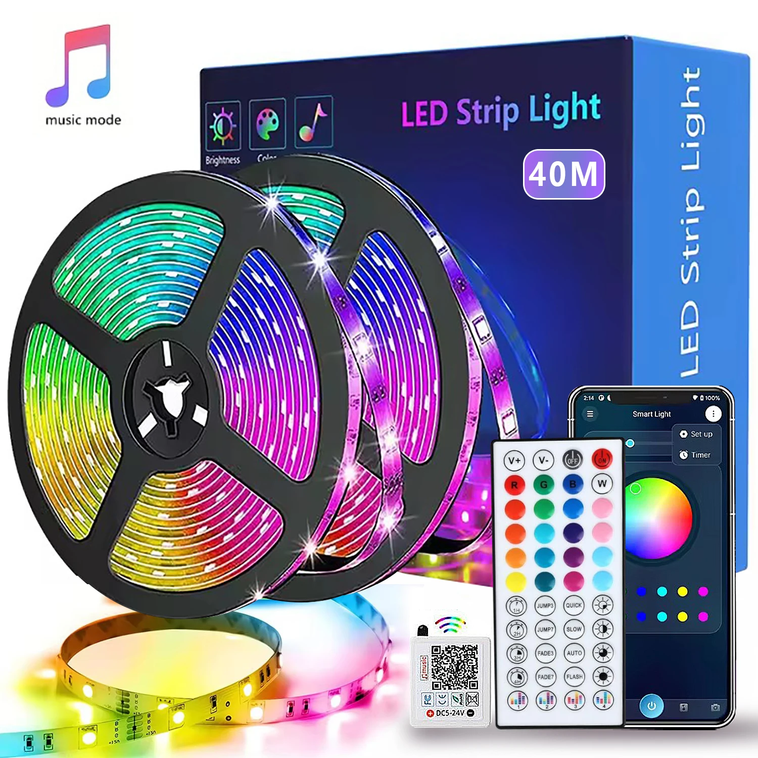 24V Led Lights for Room with Remote APP Control LED Light Strip Music Sync Flexible Tape Ribbon for Home Bedroom Decor Lighting