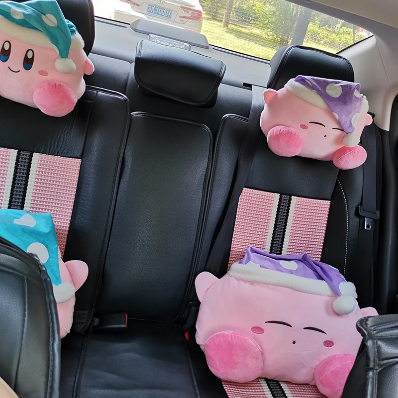 Kirby Headrest Back Cushion For Car Seat Stuffed Anime Kawaii Plushies Very Soft Throw Pillow Sofa Bed Home Decor Xmas Gift Girl