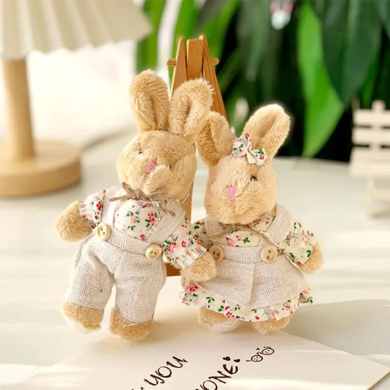 

Pastoral Floral Plush Rabbit Pair - Cute Dressed Stuffed Bunny Doll Set, Soft Romantic Gift for Home Decor & Collectors