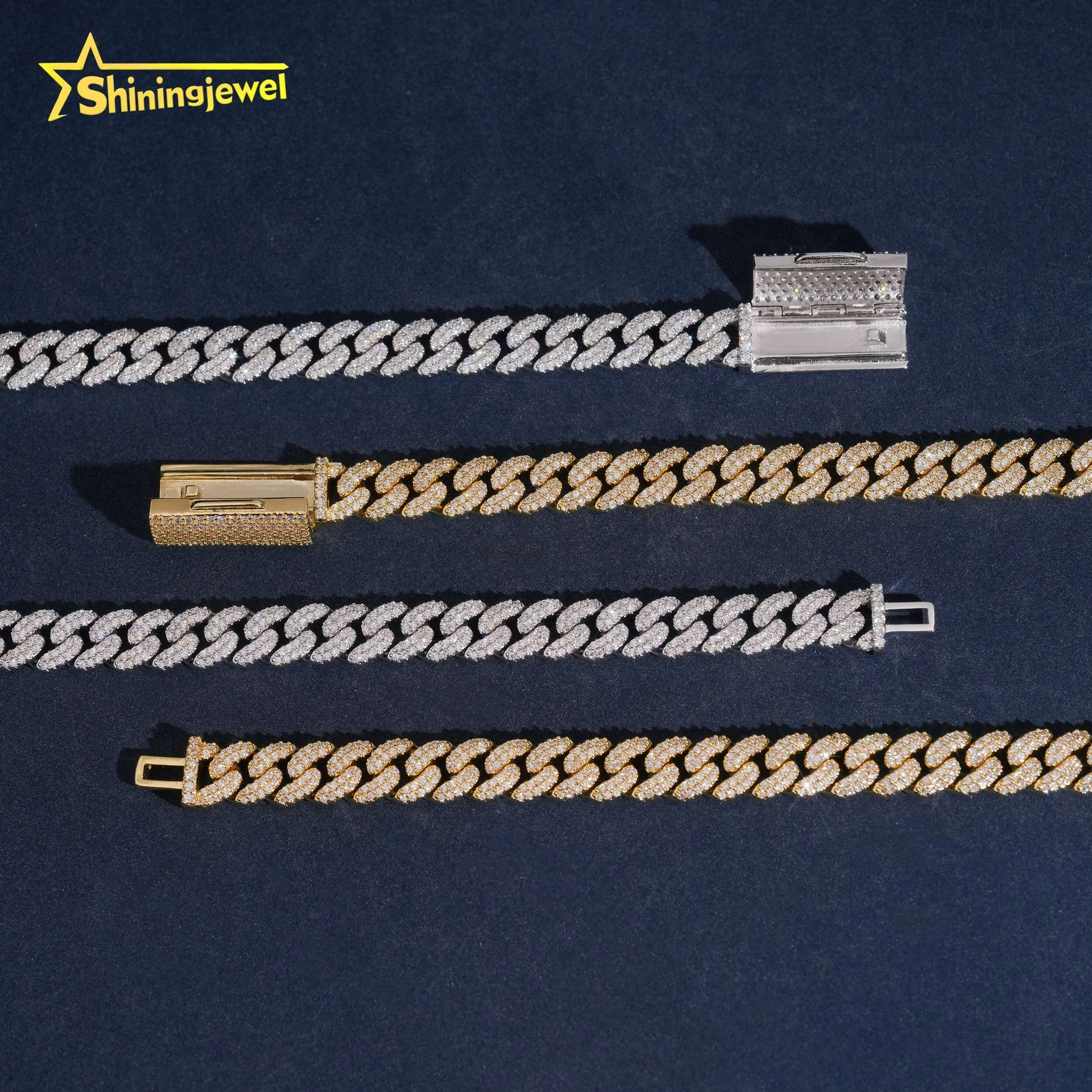 Pass Diamond Tester 18k Gold Plated Hip Hop Iced Out Moissanite Iced Out 8mm Brass Cuban Link Chain...