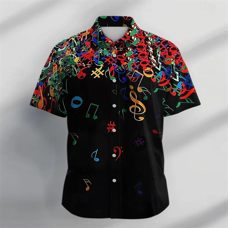 Music Vintage Casual Men Shirt Button Shirt Party Evening Daily Vacation Summer Spring Fashion Comfort Cheap Shirt High Quality