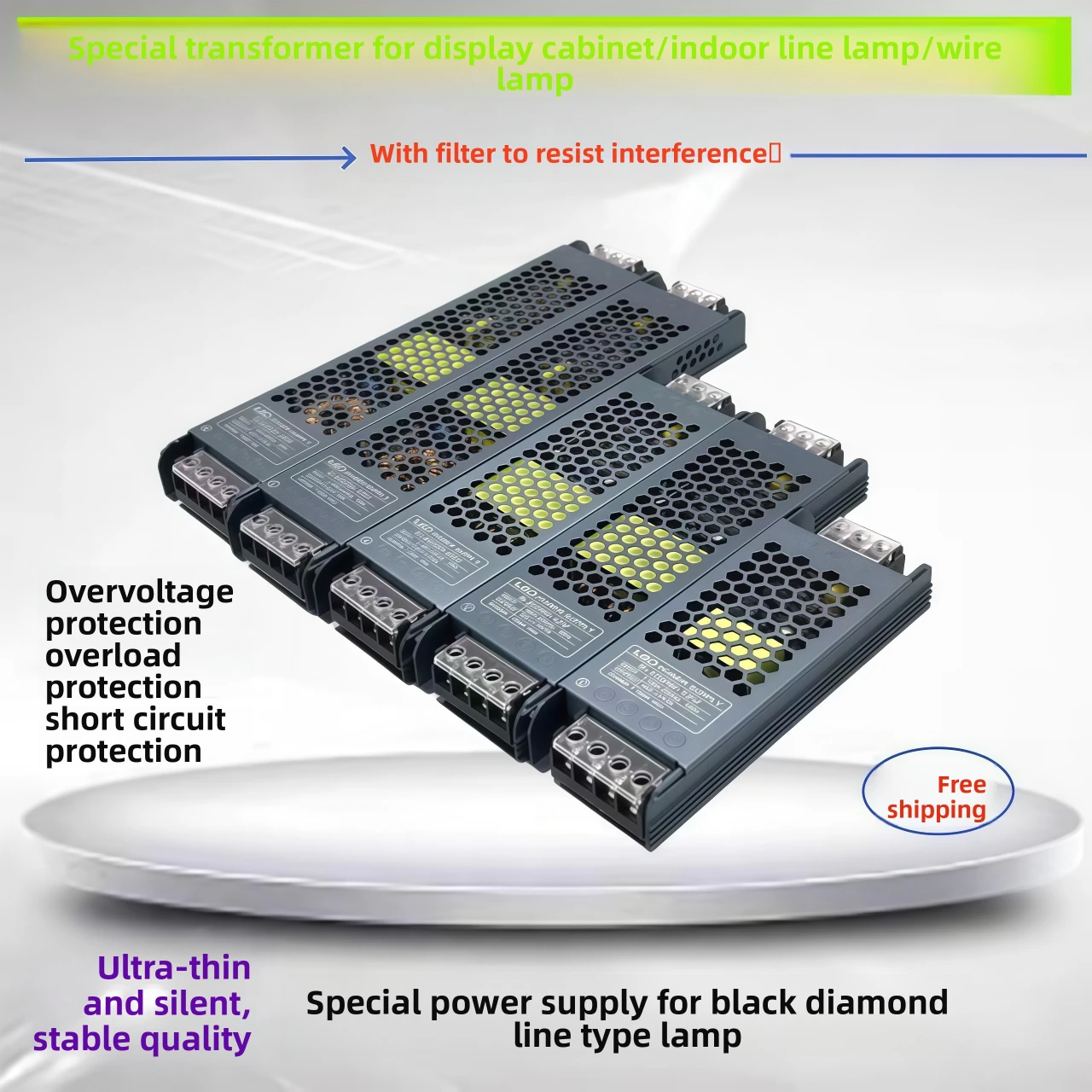 超薄型スイッチング電源 DC 12V 24V 60W 100W 300W 変圧器 AC110-240V ソースアダプター SMPS LED ストリップ CCTV 用