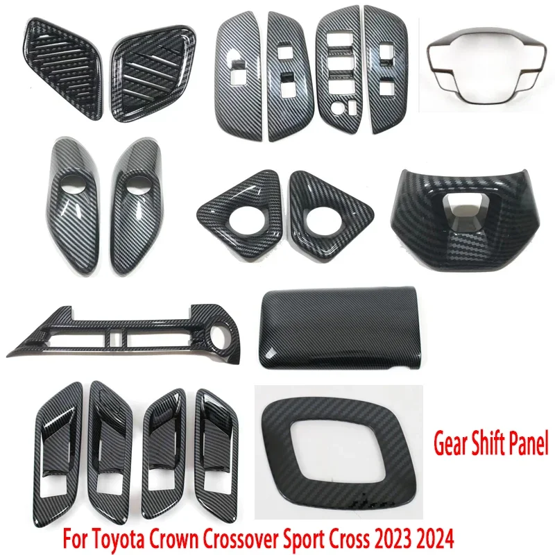 

LHD для Toyota Crown Crossover Sport Cross 2023 2024, аксессуары из углеродного волокна, панель переключения передач, дверная чаша, оконный переключатель, подъемная накладка